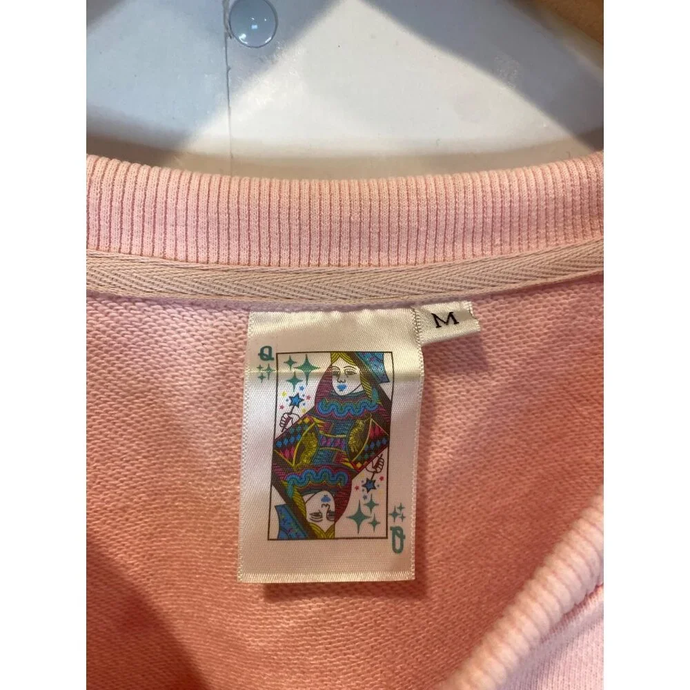 Queen of Sparkles Women's Christmas Light Necklace Sweatshirt Pink Size Medium - Picture 3 of 10